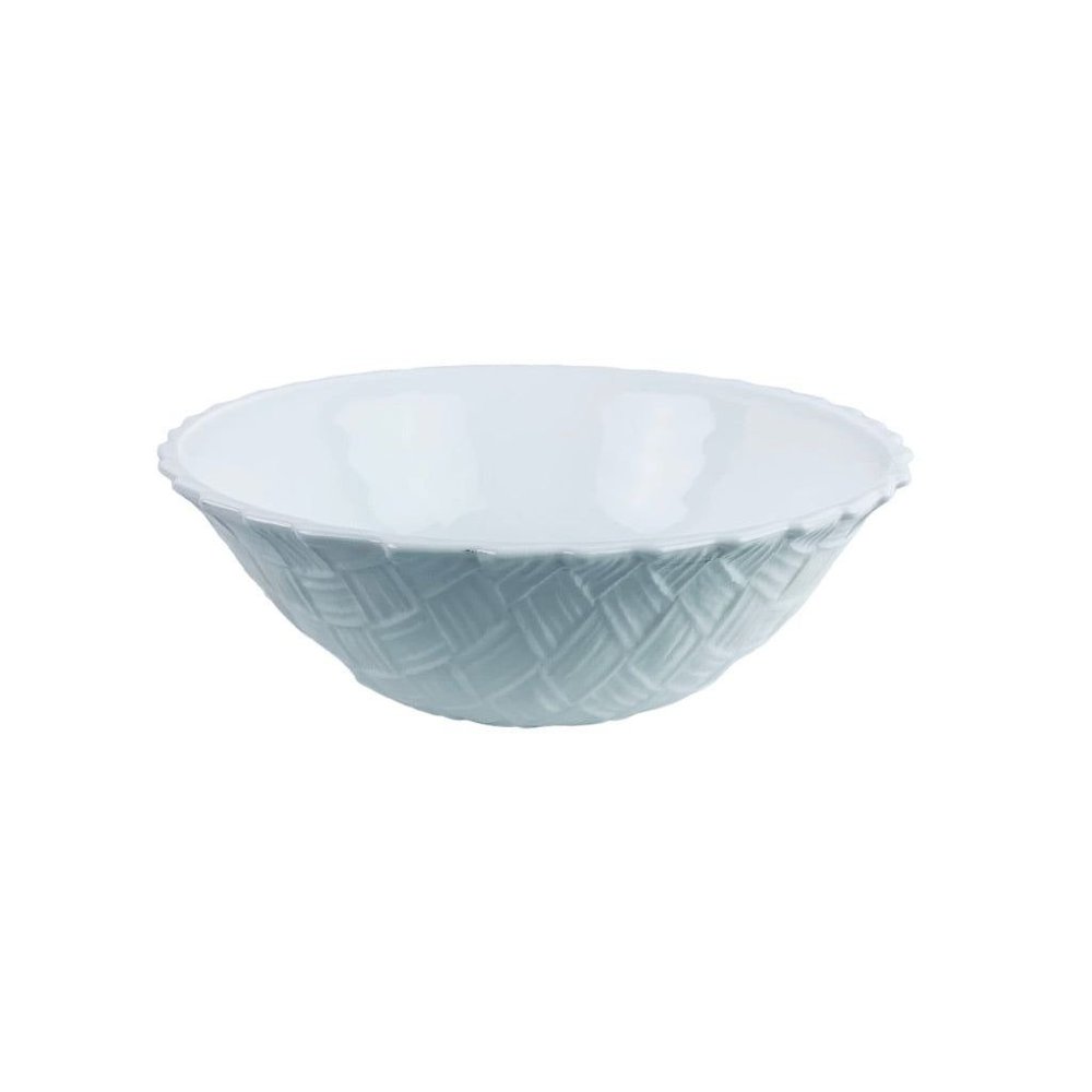 Indiana Glass Milk Glass Serving Bowl Basketweave Weavetex 9"d x 3"h